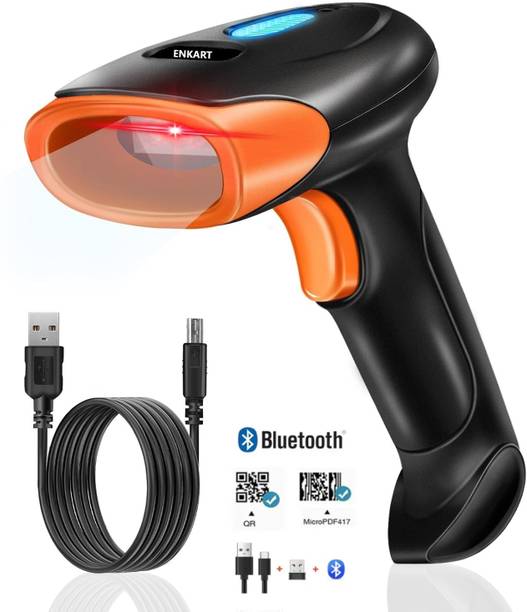 ENKART Wireless 2D Barcode Scanner Wireless Barcode Reader | Wired QR Code Scanner | U4 2D Camera Barcode Scanner