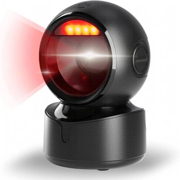 Q-IMAGE Hands-Free 2D & 1D USB Desktop Barcode Scanner with 300K CMOS Global Exposure Scan Engine |Larger Scan Window|Adjustable Angle|Buzzer LED 2D Camera Barcode Scanner