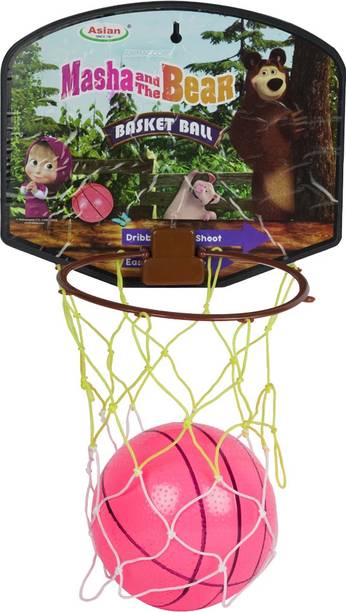 ASIAN Multicolor Basketball Masha and the Bear Jungle Ring| Kids Sports Toy | Fun Game Basketball Ring