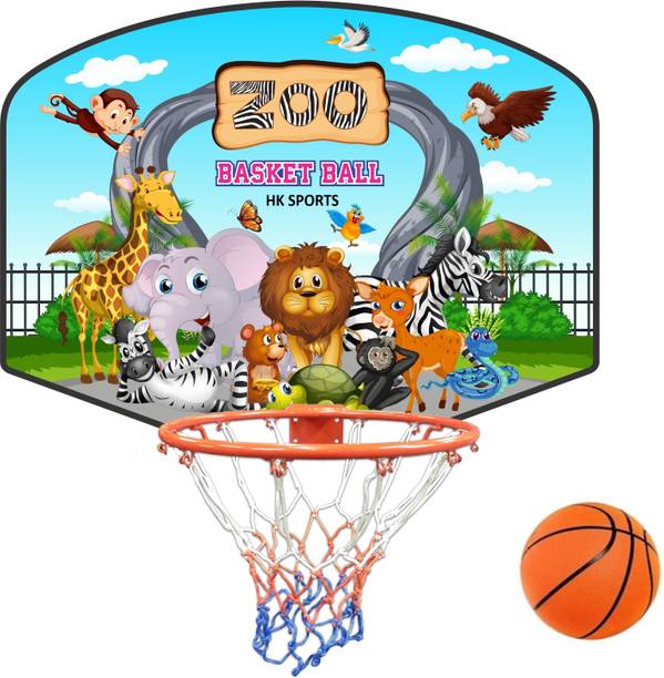 HK Sports ZOO Printed with Animals Hangable Indoor and Outdoor Kit Basketball Ring