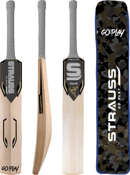 स्ट्रॉस Grand | Suitable for Leather Ball | Size: Short Handle | कश्मीर विलो क्रिकेट  बैट फॉर 15+ Yrs