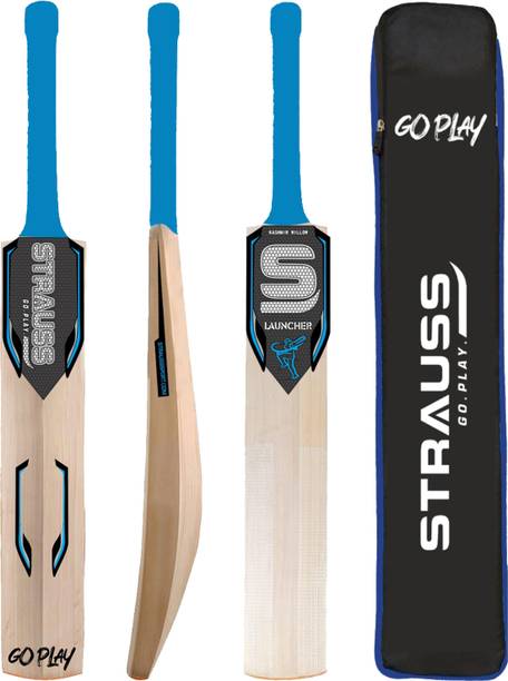 Strauss Launcher | Suitable Only for Tennis Ball | Size: Short Handle | Kashmir Willow Cricket  Bat For 15+ Yrs