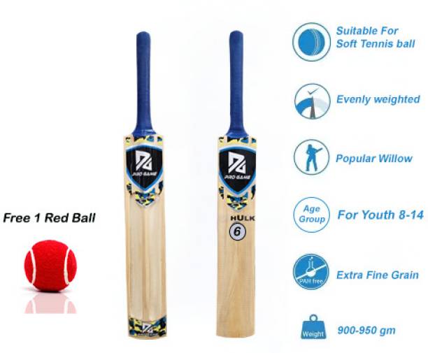 Pro Game Hulk Scoop Design Junior For tennis ball with 1 Red ball (For Kids 8-14 Year) Poplar Willow Cricket  Bat