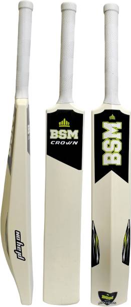 BSM Crown GreenWhite Ivory Plastic Cricket Bat Size 8(34"x4"x2.25") PVC/Plastic Cricket  Bat For 15+ Yrs