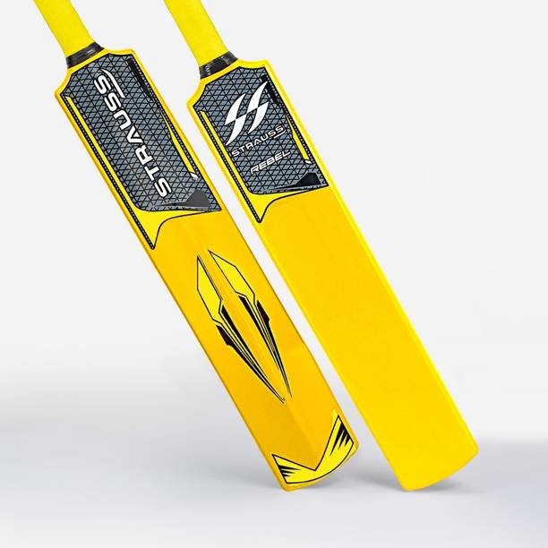 Strauss Rebel Full Size (34 inch) Indoor Outdoor Turf Hard Plastic Tennis Bat (Yellow) PVC/Plastic Cricket  Bat For 15+ Yrs