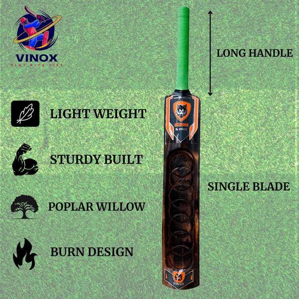 विनोक्स Bavander Black Burn Diamond Design पोपलर विलो क्रिकेट  बैट फॉर 12 - 14 Yrs