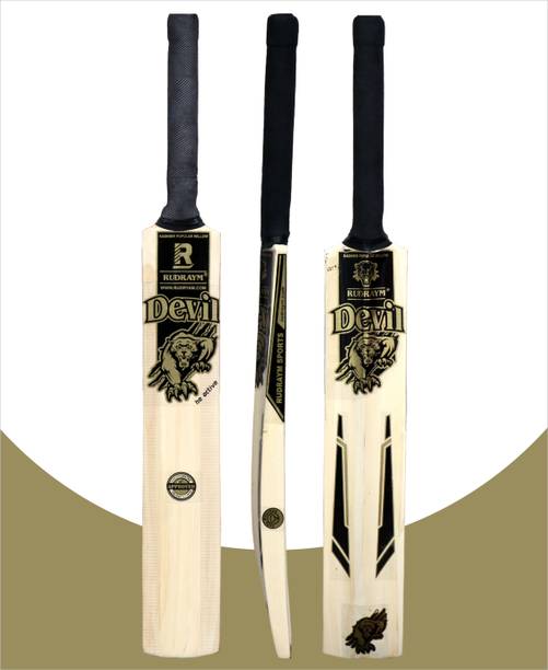 RUDRAYM Devil Popular Willow Tennis Wood Bat & Cover Lightweight SH Full Size For Mens Poplar Willow Cricket  Bat For 15+ Yrs