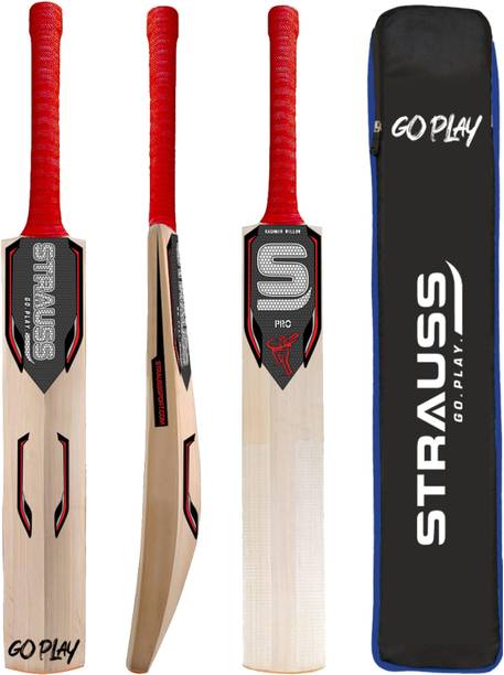 Strauss Pro | Suitable for Leather Ball | Size: Short Handle | Kashmir Willow Cricket  Bat For 15+ Yrs