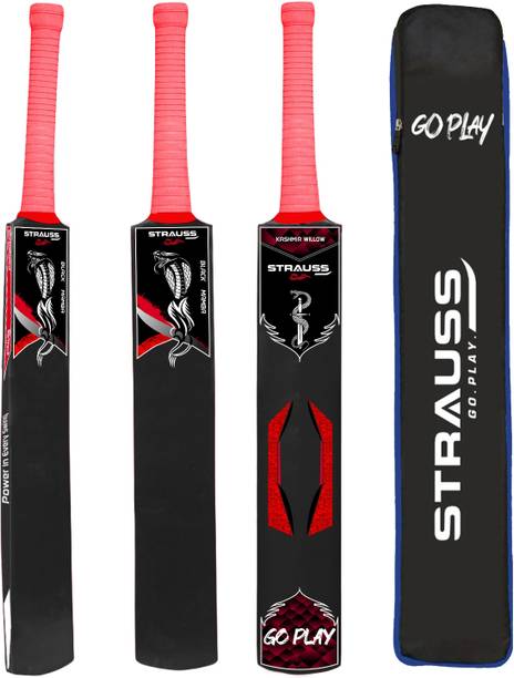 Strauss Black Mamba | Suitable Only for Tennis Ball | Size: Short Handle | Kashmir Willow Cricket  Bat For 15+ Yrs