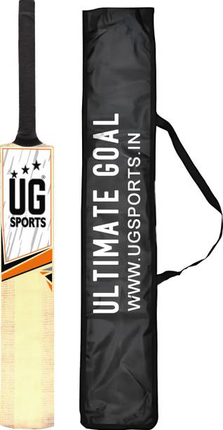 ULTIMATE GOAL Premium Poplar Willow Cricket Bat With Cover | Short Handle (Orange, Full Size) Poplar Willow Cricket Bat For 15+ Yrs