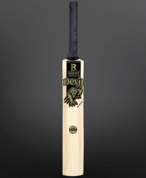RUDRAYM Devil Kids Populer Willow Wood Scoop Tennis Bat & Cover | Size 6 | Boys & Girls Poplar Willow Cricket  Bat For 11 - 13 Yrs