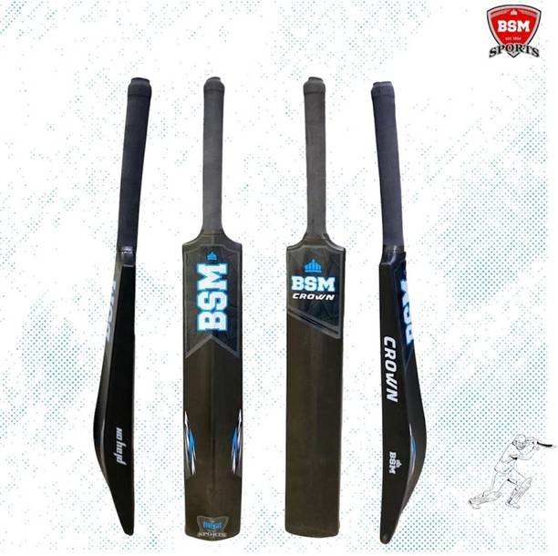 BSM Crown Blue Black Black Plastic Cricket Bat Size 8(34"x4"x2.25") PVC/Plastic Cricket  Bat For 15+ Yrs