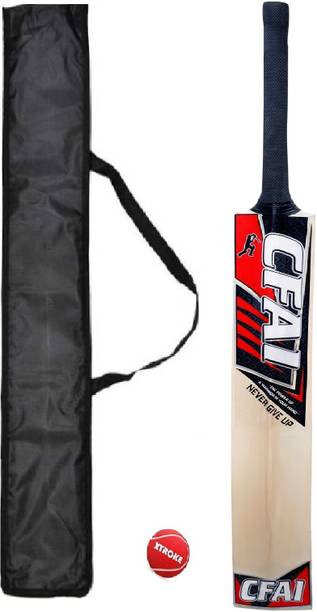 XTROKE CFAI Edition Popular Willow Hard Tennis Cricket Bat Suitable for All Tennis Ball Poplar Willow Cricket  Bat For 15+ Yrs