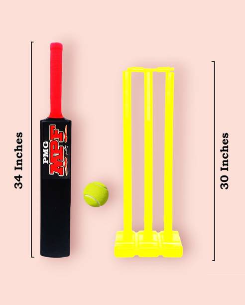 पमग Hard Plastic Bat with Stump Set & 1 Ball| MPF Cricket Kit for 12+ Years Boys Men PVC/ प्लास्टिक क्रिकेट  बैट फॉर 15+ Yrs