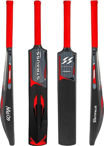 Strauss Rebel Cricket Bat, Size SH (34 X 4.5 inch) For All Age Groups, Black PVC/Plastic Cricket  Bat