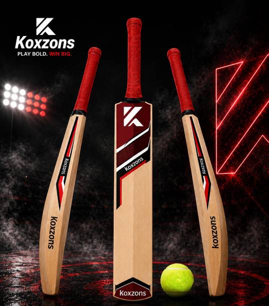 Koxzons PREMIUM Edition Wooden Full Size With Tennis Ball Poplar Willow Cricket  Bat For 15+ Yrs