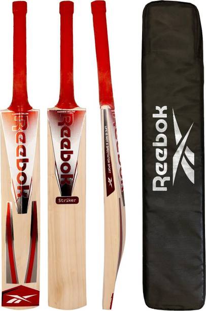 रीबॉक Striker Size 6 (Pre-Knocked Leather Bat with Premium Cover) कश्मीर विलो क्रिकेट  बैट फॉर 15+ Yrs