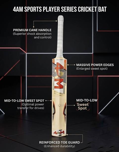 4am sports NEW PREMIEUM HARD HITTING TEENIS BAT_B53 Poplar Willow Cricket  Bat For 11 - 13 Yrs