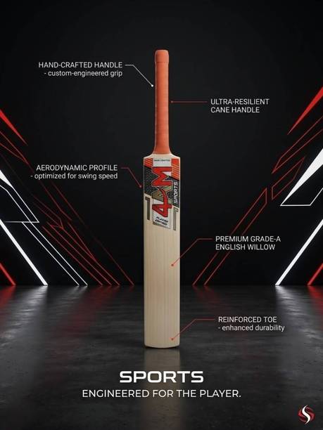 4am sports Midnight Edition_A89 Poplar Willow Cricket  Bat For 11 - 13 Yrs