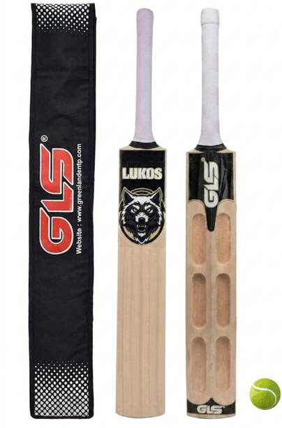GLS Lukos Professional Scooped Popular Willow Cricket Bat with Cover and Ball Poplar Willow Cricket Bat For 15+ Yrs
