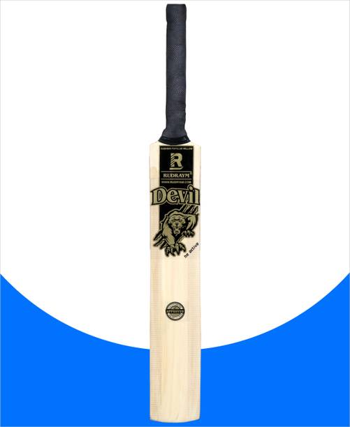 RUDRAYM Devil Kids Populer Willow Wood Scoop Tennis Bat & Cover | Size 5 | Boys & Girls Poplar Willow Cricket  Bat For 9 - 11 Yrs