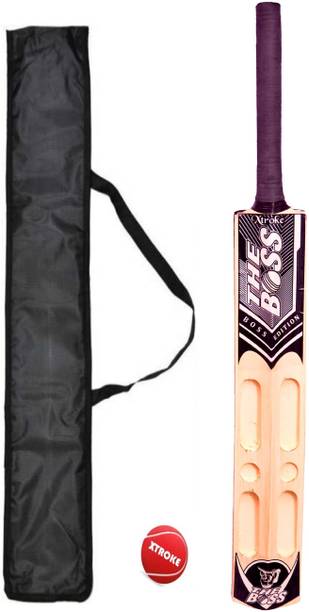 XTROKE Scoop Design Popular Willow Cricket Bat with Red Tennis Ball and Bat Cover Poplar Willow Cricket  Bat For 15+ Yrs