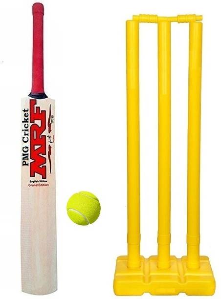 पमग Cricket Bat with PVC Wicket Set & 1 Tennis Ball For (4-7 Years) पोपलर विलो क्रिकेट  बैट फॉर 6 - 7 Yrs