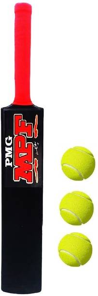 PMG Heavy Plastic Bat with 3 Tennis Balls | Cricket Kit for kids 8-11 Years PVC/Plastic Cricket Bat For 9 - 11 Yrs