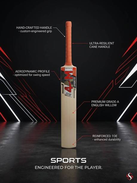 4am sports Midnight Edition Poplar Willow Cricket  Bat For 11 - 13 Yrs
