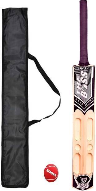 XTROKE Scoop Design Popular with Red Tennis Ball and Cover Poplar Willow Cricket  Bat For 15+ Yrs
