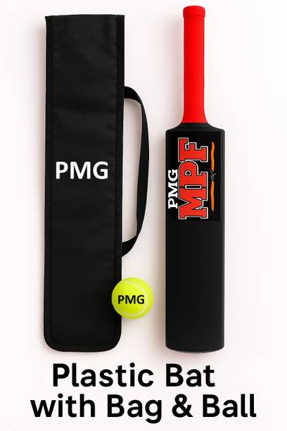 PMG Plastic Cricket Bat with Bag & Ball | Fun Play Kit for 12+ Years Boys Men PVC/Plastic Cricket  Bat For 15+ Yrs