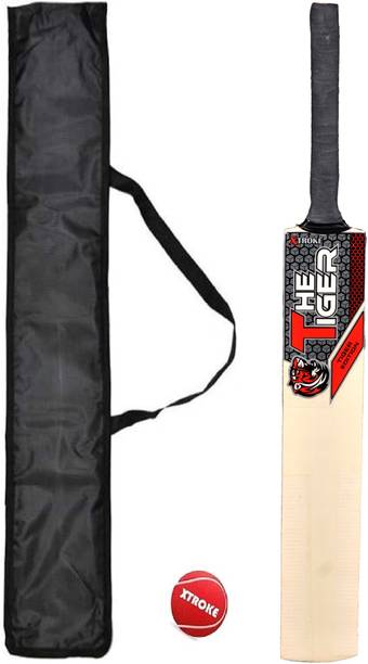 XTROKE The Tiger Edition Premium Willow Bat With Tennis Ball & Cover For Advance Play Poplar Willow Cricket  Bat For 15+ Yrs