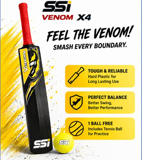 SSI Plastic Cricket Bat Full Size with Tennis Ball Long...