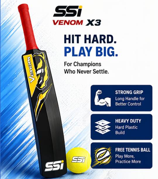 SSI Full Size Plastic Cricket Bat with Free Tennis Ball Long Handle Strong Plastic PVC/Plastic Cricket  Bat For 15+ Yrs