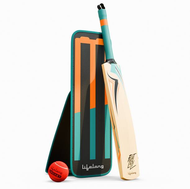Lifelong "Wooden Gully Cricket Bat Set Combo with Convertible stump bag Kids " Poplar Willow Cricket  Bat For 9 - 11 Yrs