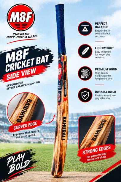 XTROKE M8F Bahubali Edition Burn Cricket Bat Hard Lightweight Design Poplar Willow Cricket  Bat For 10 - 12 Yrs