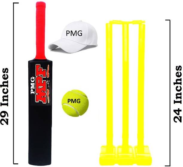 PMG Cricket Bat for Kids 5-7 Years – Plastic Bat, Wickets set, Ball & Cap PVC/Plastic Cricket  Bat For 6 - 7 Yrs
