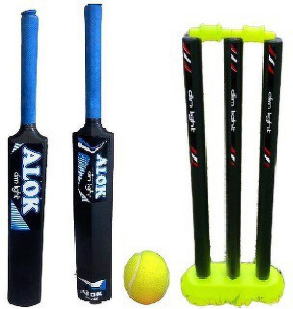 MINESFIT 1PCS BLACK PLASTIC BAT NO.3 WITH WICKET SET 1 PCS COTTON BALL PVC/Plastic Cricket  Bat For 9 - 11 Yrs