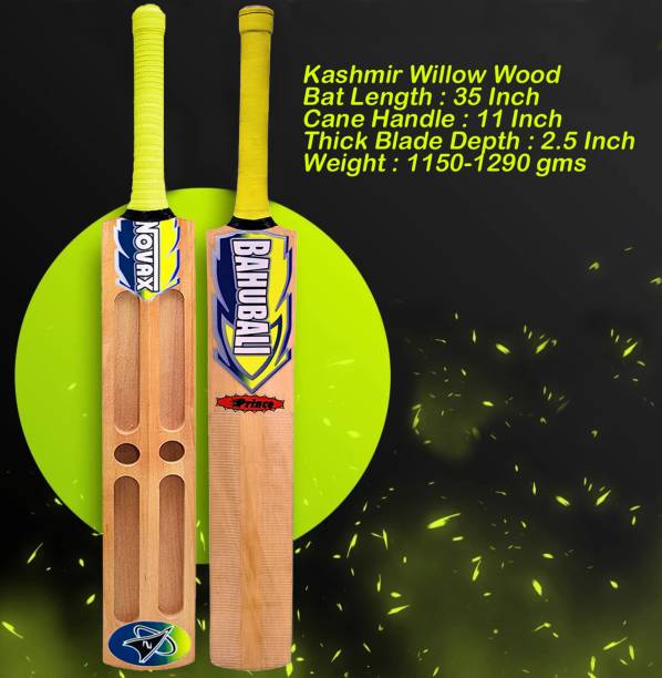 Optimus Novax® Bahubali Kashmir Willow Full Size Cricket Bat For Tennis Ball-Scoop 665C Kashmir Willow Cricket  Bat