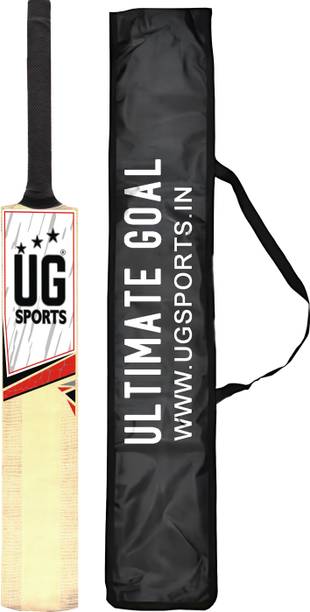 ULTIMATE GOAL Premium Poplar Willow Cricket Bat With Cover | Short Handle (Red, Full Size) Poplar Willow Cricket Bat For 15+ Yrs