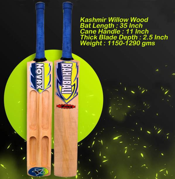 Optimus Novax® Bahubali Kashmir Willow Full Size Cricket Bat For Tennis Ball-Scoop 666C Kashmir Willow Cricket  Bat