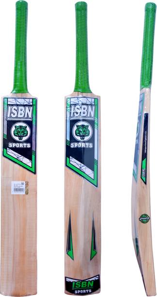 ISBN GREEN STUNNER HARD TENNIS BAT 1000-1100g Kashmir Willow Cricket  Bat For 15+ Yrs