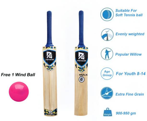 Pro Game Hulk Scoop Design Junior For tennis ball Free 1 wind ball(For Kids 8-14 Year) Poplar Willow Cricket  Bat