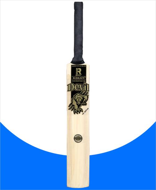 RUDRAYM Devil Kids Populer Willow Wood Scoop Tennis Bat & Cover | Size 5 | Boys & Girls Poplar Willow Cricket  Bat For 9 - 11 Yrs