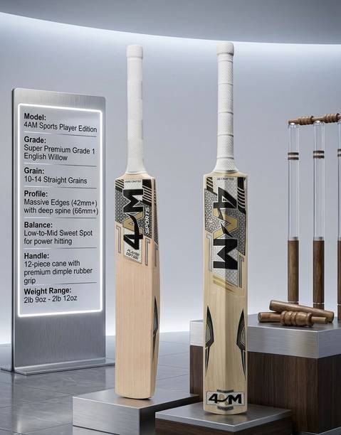 4am sports New Master class edition pro bat Poplar Willow Cricket  Bat For 11 - 13 Yrs