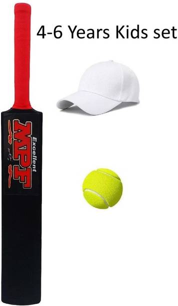 PMG Hard Plastic Bat with 1 White Cap & 1 Ball | Cricket Kit for kids 4-6 Years PVC/Plastic Cricket Bat For 4 - 5 Yrs