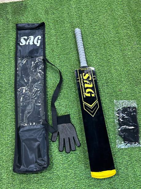 SAG SAG_Black Finish Monson Water Proof Hard Tennis Cricket Bat Kashmir Willow Cricket  Bat For 15+ Yrs