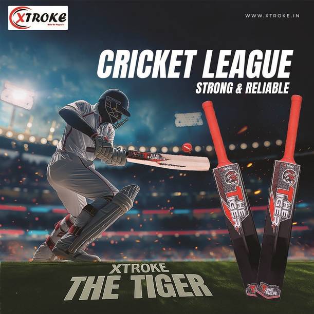 XTROKE The Tiger Hard Plastic Cricket Bat Lightweight & Durable for All Tennis Ball PVC/Plastic Cricket  Bat For 12 - 14 Yrs