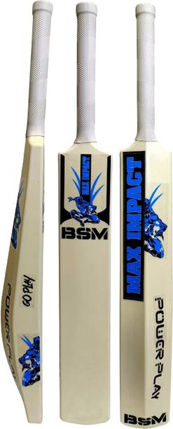 BSM Maximpact Blue Heavy Duty Tennis Ball Ivory Cricket Bat Size 8(34"x4"x2.25") PVC/Plastic Cricket  Bat For 15+ Yrs