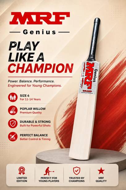 MRF Genius Grand Limited Edition Poplar Willow Cricket Bat Size 6 Poplar Willow Cricket  Bat For 11 - 13 Yrs